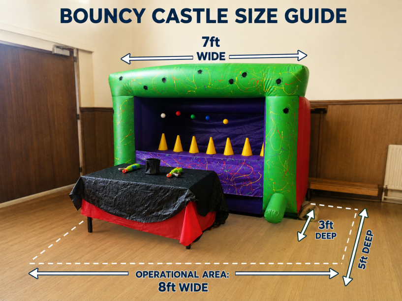 Air flow Shooting Alley bouncy castle size guide