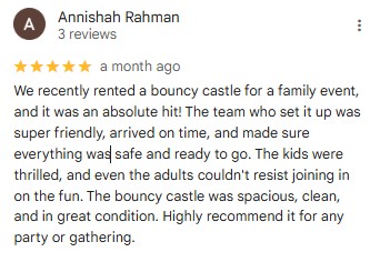 bizi bouncers google review by annishah rahman