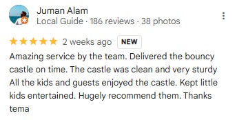 bizi bouncers google review by juman alam