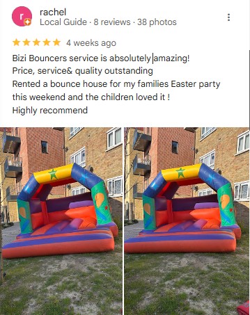 bizi bouncers google review by rachel