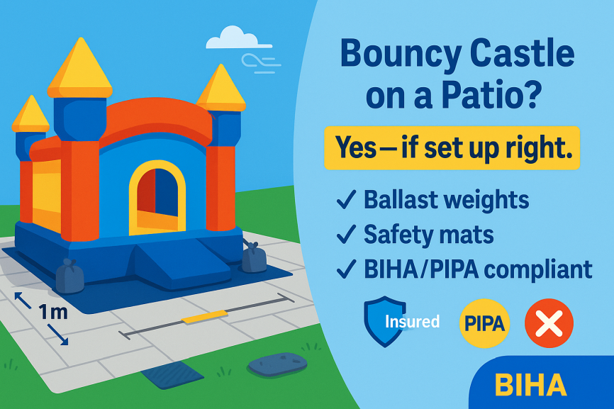 can you put a bouncy castle on a patio