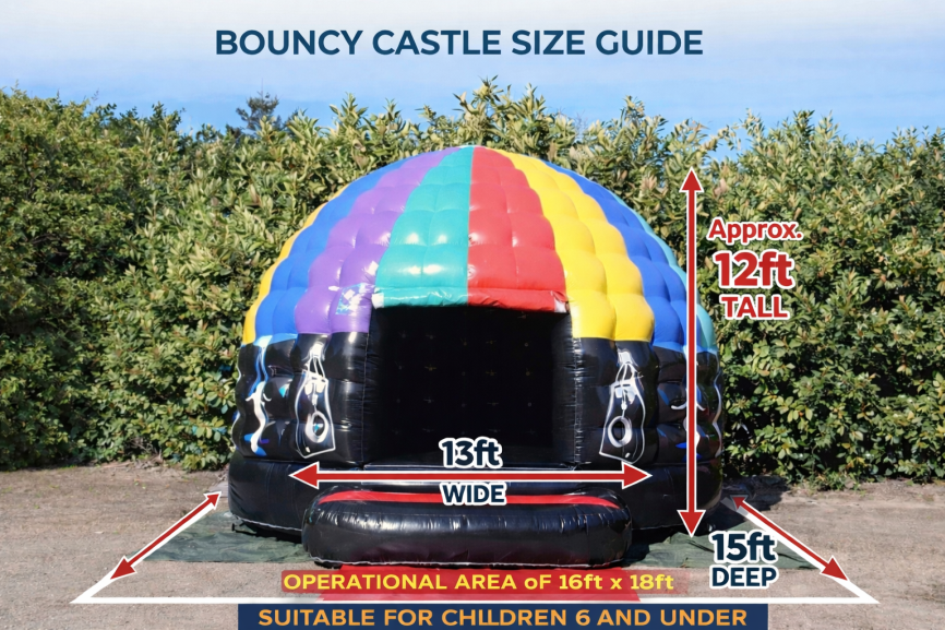 Disco dome bouncy castle size guide