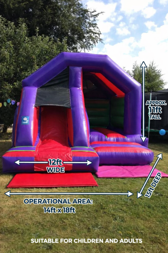 Front Slide Bouncy Castle Combo size guide