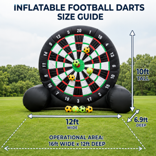 Inflatable Football Darts bouncy castle size guide