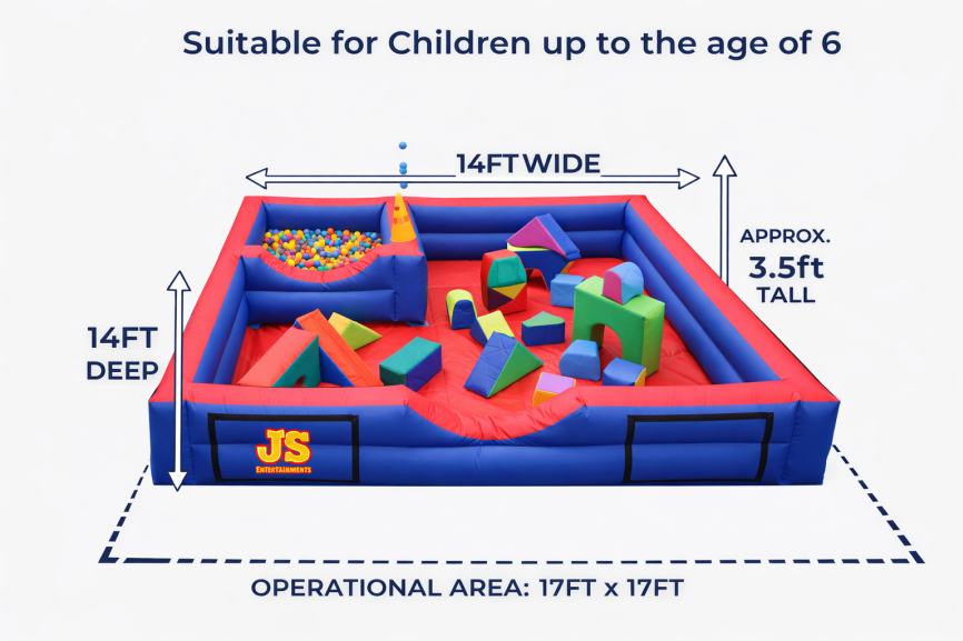 Inflatable Soft Play Surround with Ball Pond size guide