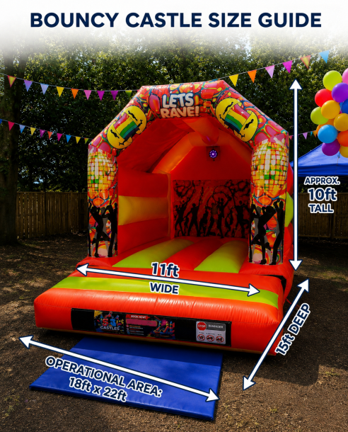 lets rave bouncy castle medium size guide