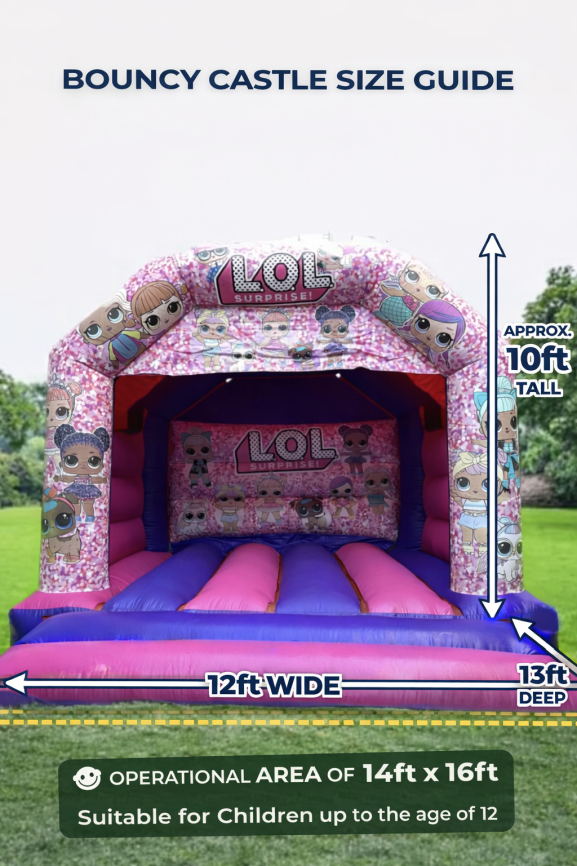 LOL bouncy castle medium size guide