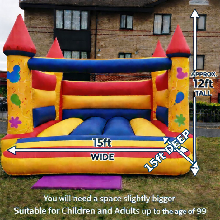 Party Theme Bouncy Castle (Large) size guide