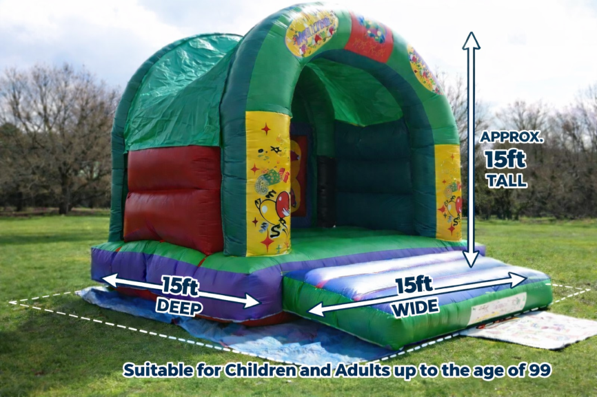 Party Time Green Bouncy Castle (Large) size guide