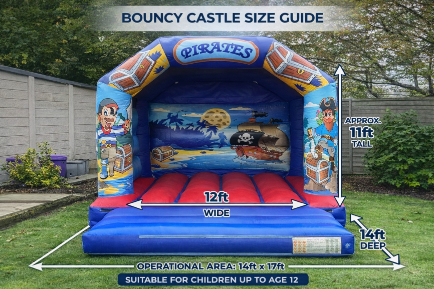 Pirate Theme Bouncy Castle (Medium) size guide